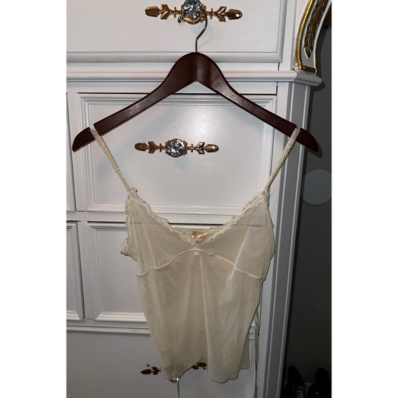 RARE Y2K True Vintage, Abercrombie & Fitch cream, sheer, lace camisole, Sz M - Picture 3 of 16
